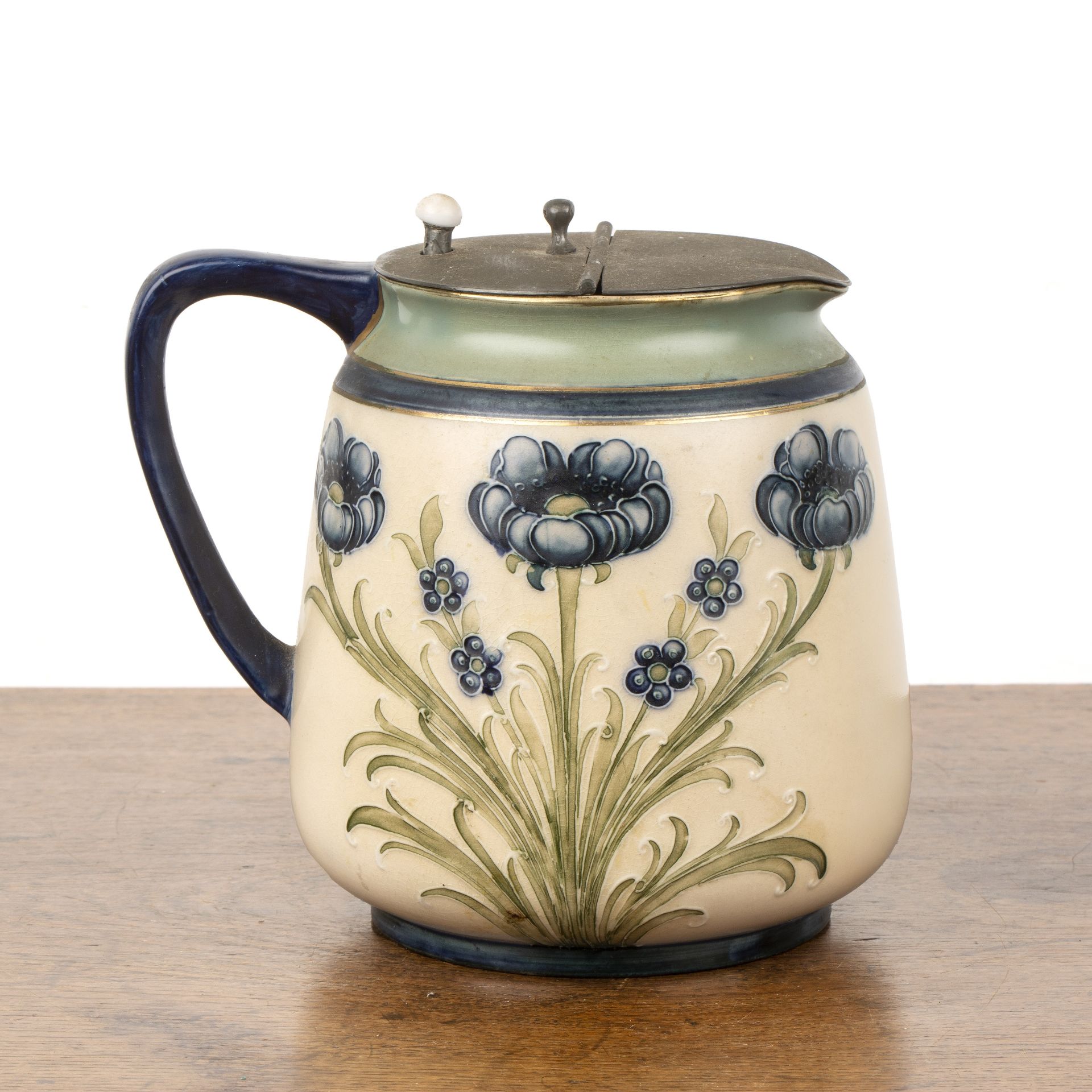 William Moorcroft (1872-1945) for James Macintyre & Co 'Poppy', Florian ware lidded jug, marked to - Image 4 of 5