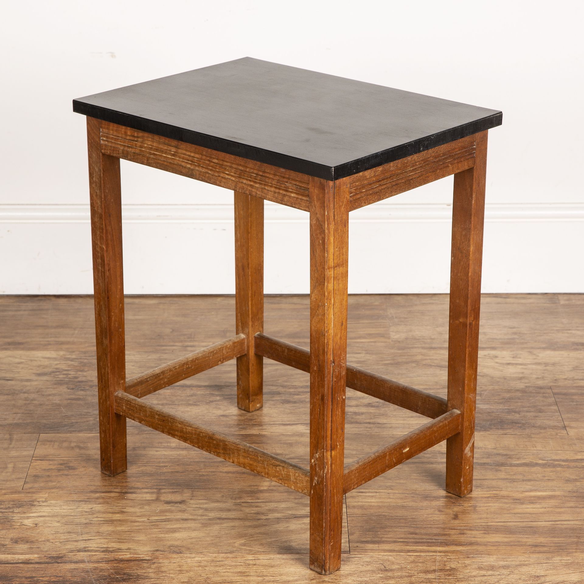 Gordon Russell (1892-1980) of Broadway oak framed table with black rectangular top, with copper - Image 3 of 6