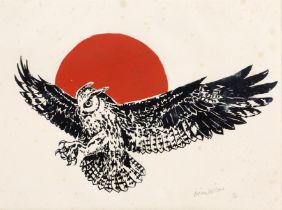 Brian Wilson (Contemporary) 'Eagle owl', linocut, numbered 2/10, signed lower right in pencil,