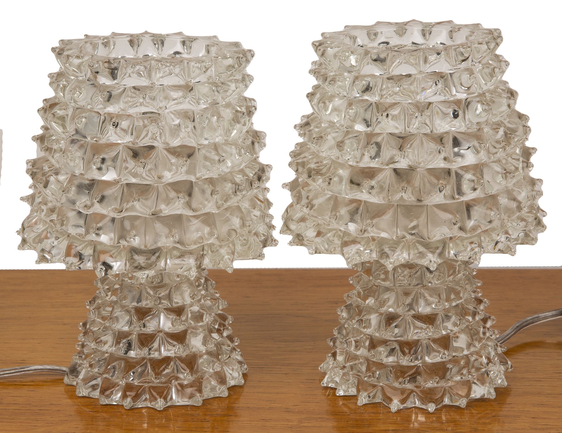 Barovier & Toso for Murano pair of 'Rostrato' style glass table lamps, 19cm high overall (2) One top - Image 2 of 9