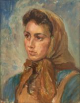 D Milne (20th Century English School) 'Portrait of a lady', oil on panel, signed and dated 1957