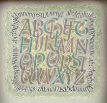 Sam Somerville (20th Century) 'Alphabet calligraphy', signed and dated 1984 in pencil to the