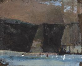 A Richards (20th Century School) 'Coastal scene', oil laid on board, signed and dated 1984 in pencil