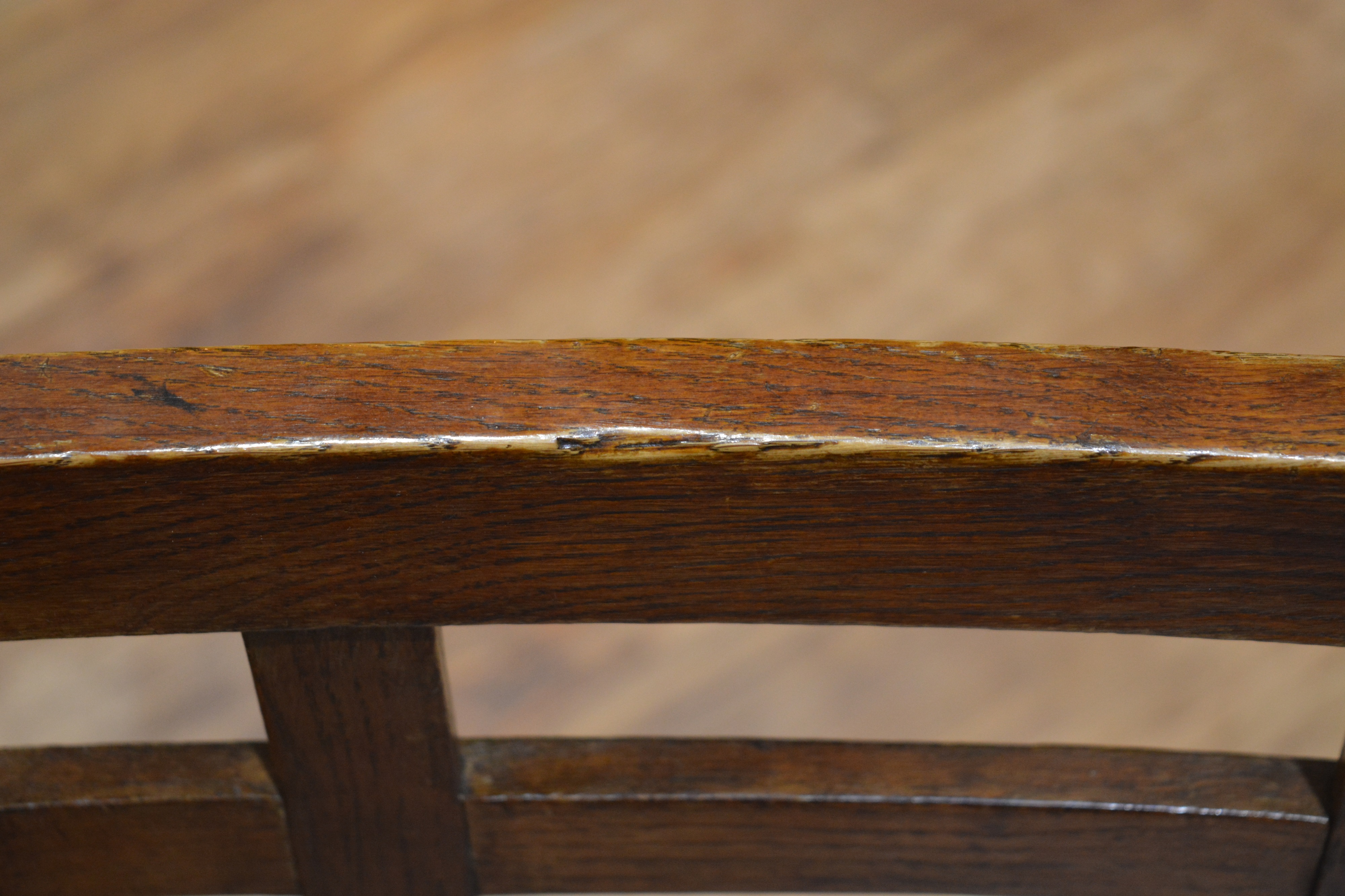 Paul Matt for Brynmawr furniture oak, set of four 'Mount' dining chairs, the seats with striped - Image 12 of 14