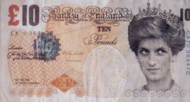 Banksy (b.1974) 'Di-Faced tenner', offset lithograph, 14cm x 7.5cm The note itself is in good