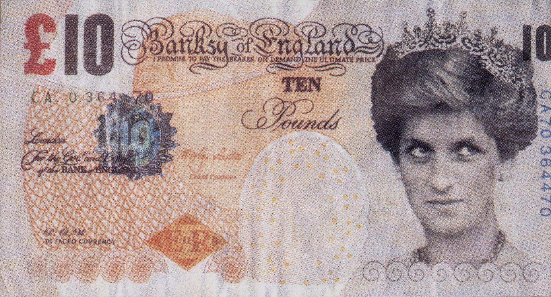 Banksy (b.1974) 'Di-Faced tenner', offset lithograph, 14cm x 7.5cm The note itself is in good