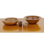 Don White (1942-2020) collection of treen, consisting of: a turned yew wood bowl, 18.5cm across,