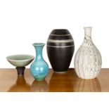 Collection of studio ceramics and pottery comprising: Louise Darby large studio ceramics vase with