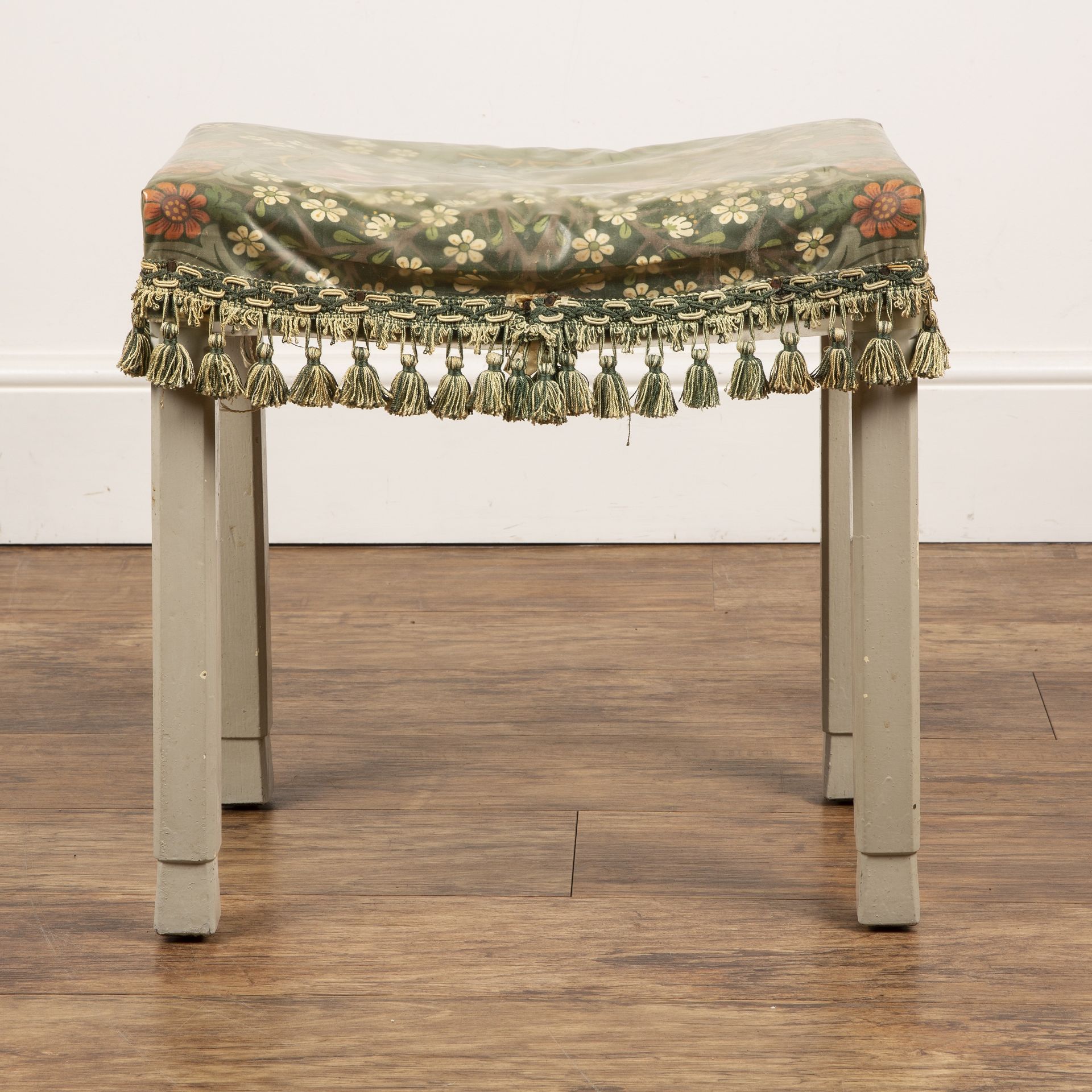 George VI Coronation stool 1937, obscured stamp underneath, has been painted and recovered with - Image 5 of 6