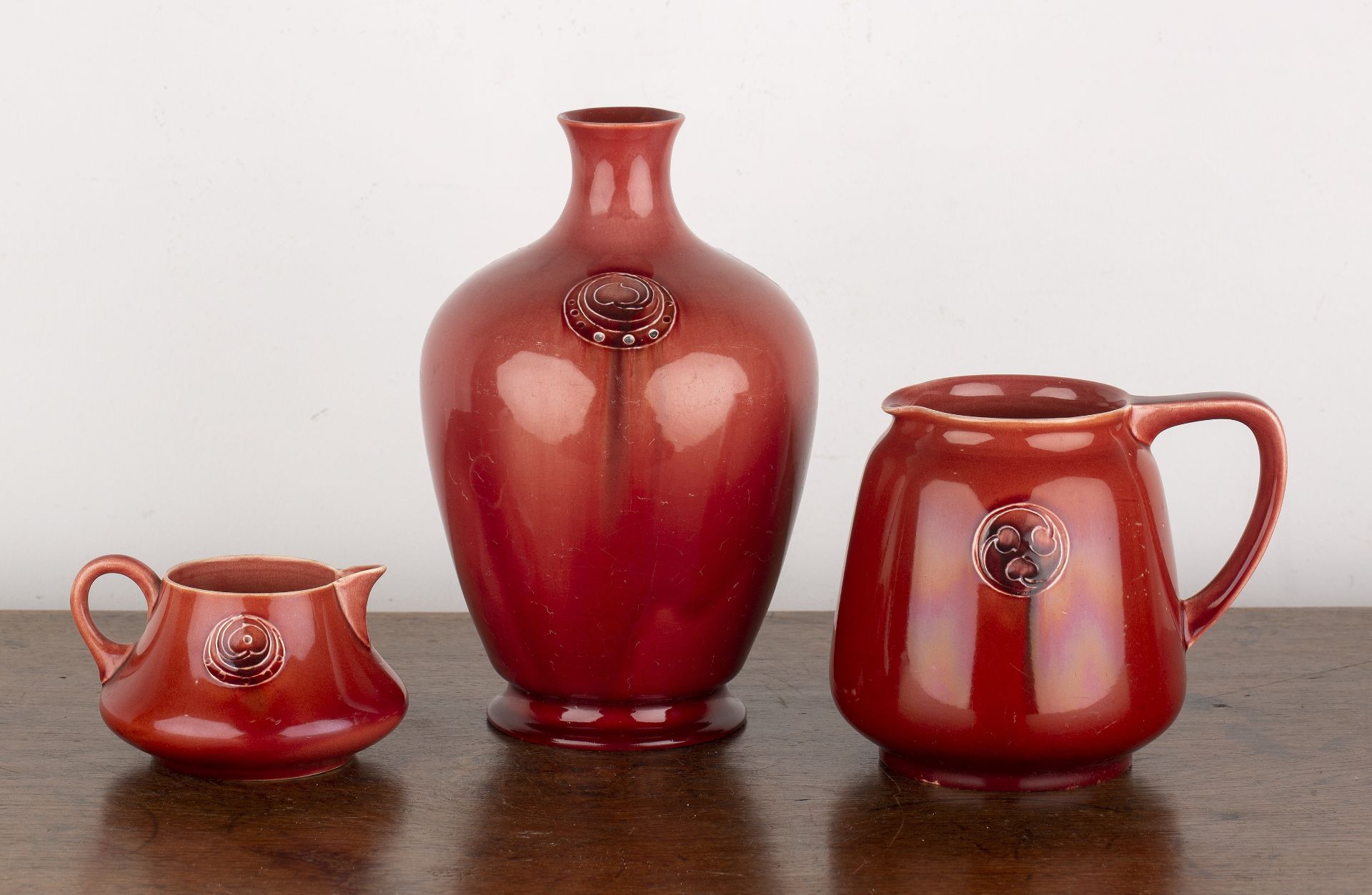 William Moorcroft (1872-1945) for Liberty and Co 'Flamminian ware' in red colourway, with foliate - Image 2 of 5