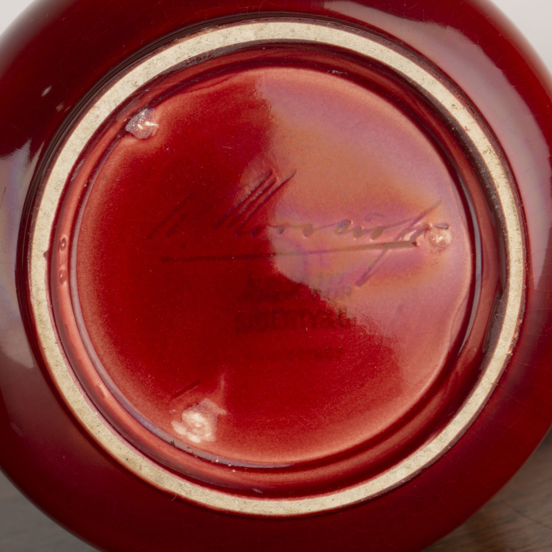 William Moorcroft (1872-1945) for Liberty and Co 'Flamminian ware' in red colourway, with foliate - Image 4 of 5