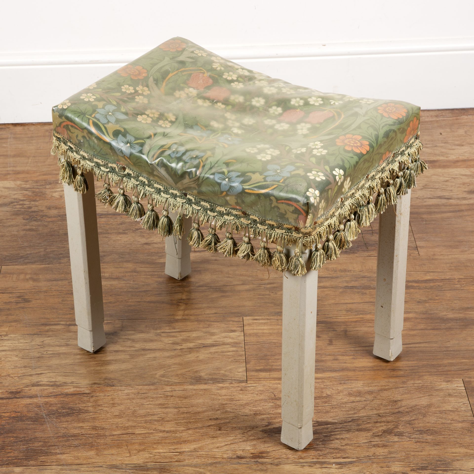 George VI Coronation stool 1937, obscured stamp underneath, has been painted and recovered with - Image 2 of 6