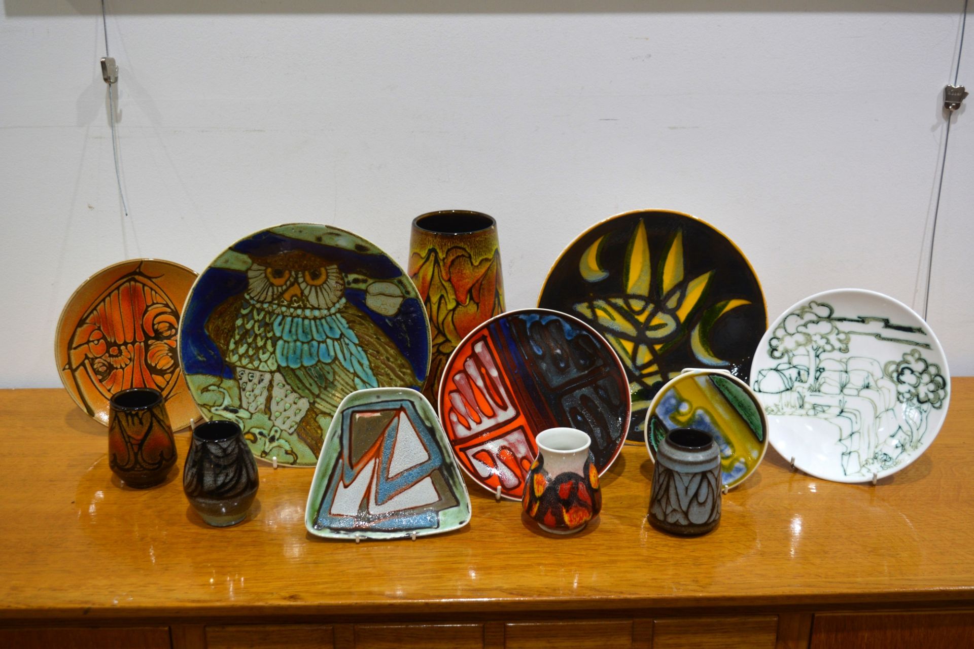 Collection of Poole Pottery to include the Aegean and Delphis range, comprising a large decorative