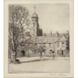 Malcolm Patterson (1873-1941) 'Untitled view of a courtyard with Church', etching, signed in