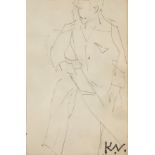 Keith Vaughan (1912-1977) 'Study of a figure', pencil sketch, with artist studio stamp lower