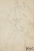 Keith Vaughan (1912-1977) 'Study of a figure', pencil sketch, with artist studio stamp lower