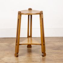 In the manner of Liberty & Co Arts and Crafts, small table or stand, on tapering legs, unmarked,