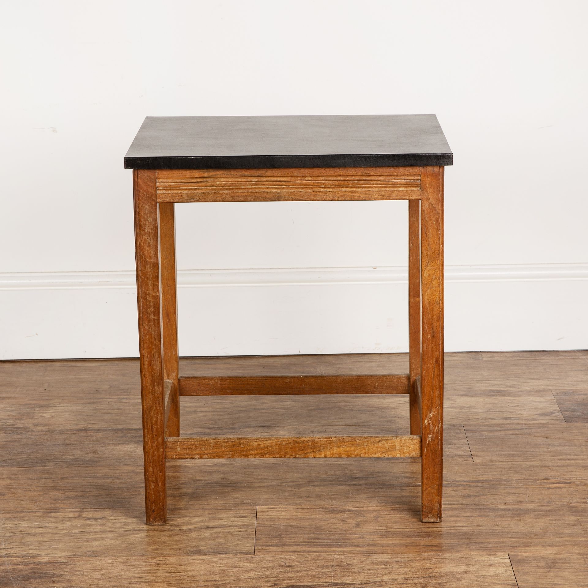 Gordon Russell (1892-1980) of Broadway oak framed table with black rectangular top, with copper - Image 2 of 6
