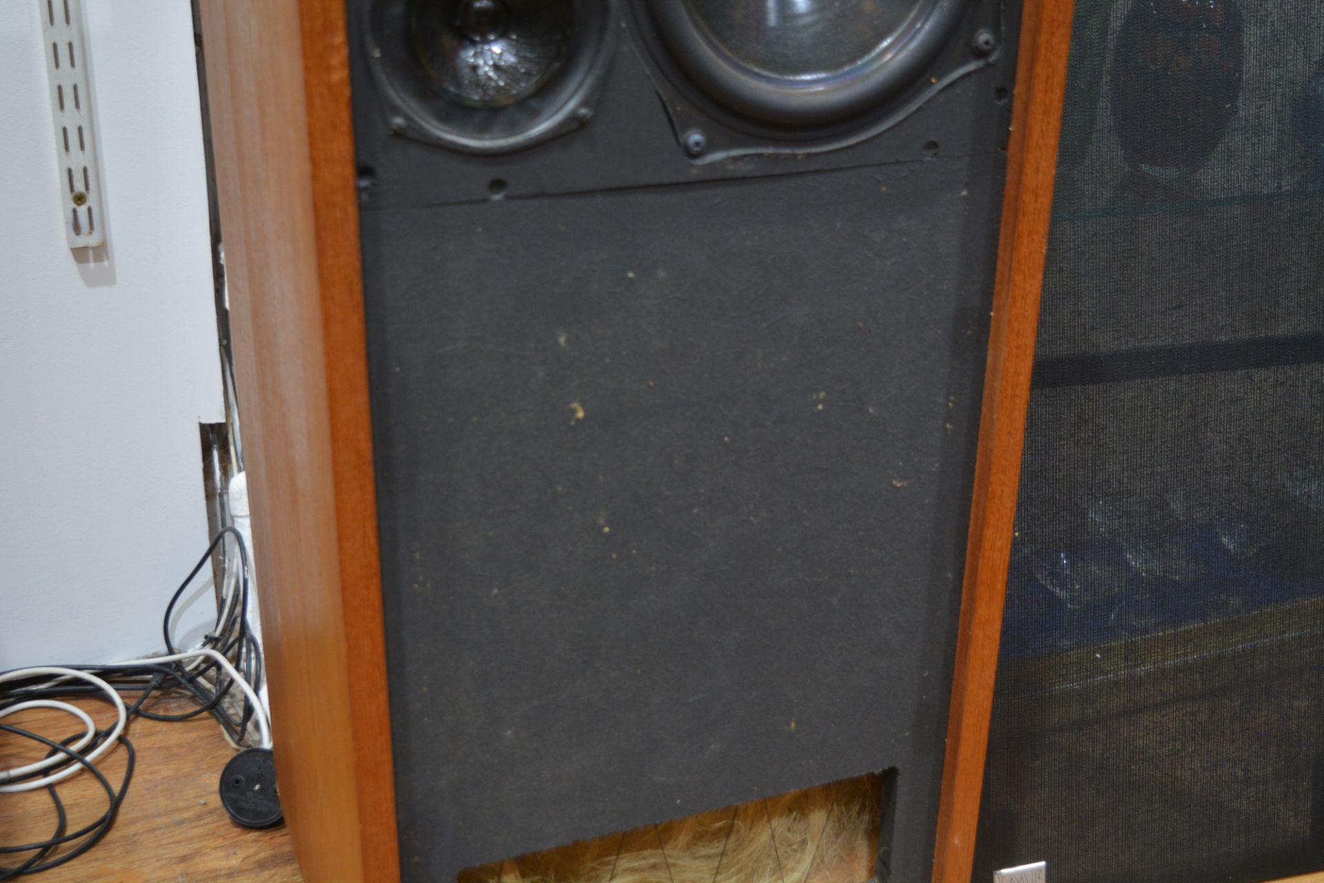 Pair of IMF speakers teak cased, each speaker measures 38cm wide x 88cm high x 35cm deep Overall - Image 10 of 15