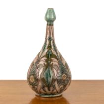 ELL for Della Robbia Pottery ceramic vase, with garlic neck, decorated with Art Nouveau stylised