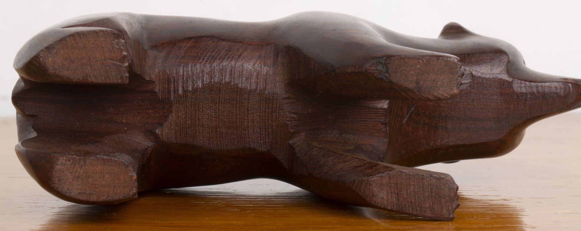 Treen wooden bear with carved details, unsigned, 17cm wide x 11cm high Overall signs of display - Bild 5 aus 5