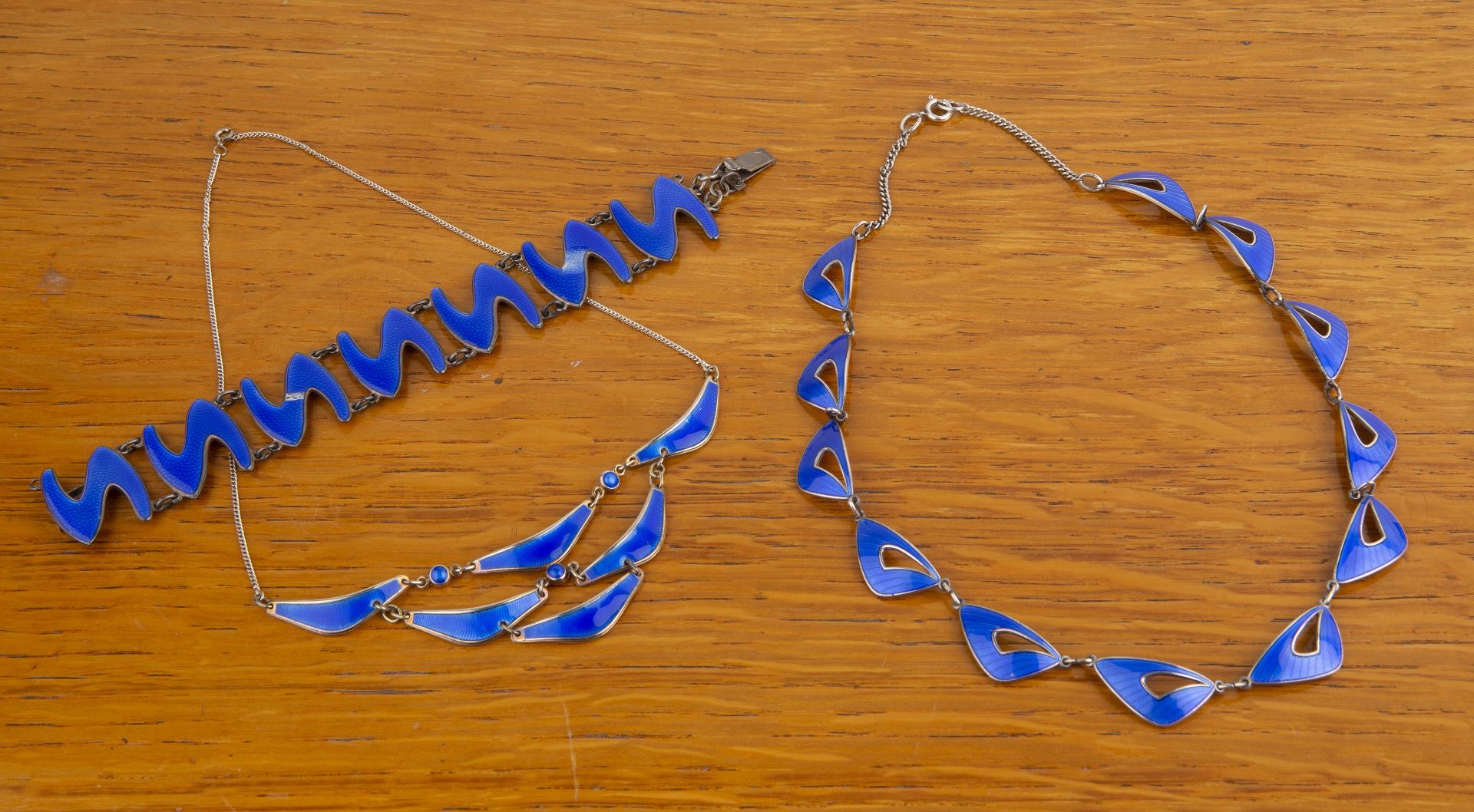 Collection of Danish silver and enamel jewellery comprising: a Knut Andreas Rasmussen blue enamel