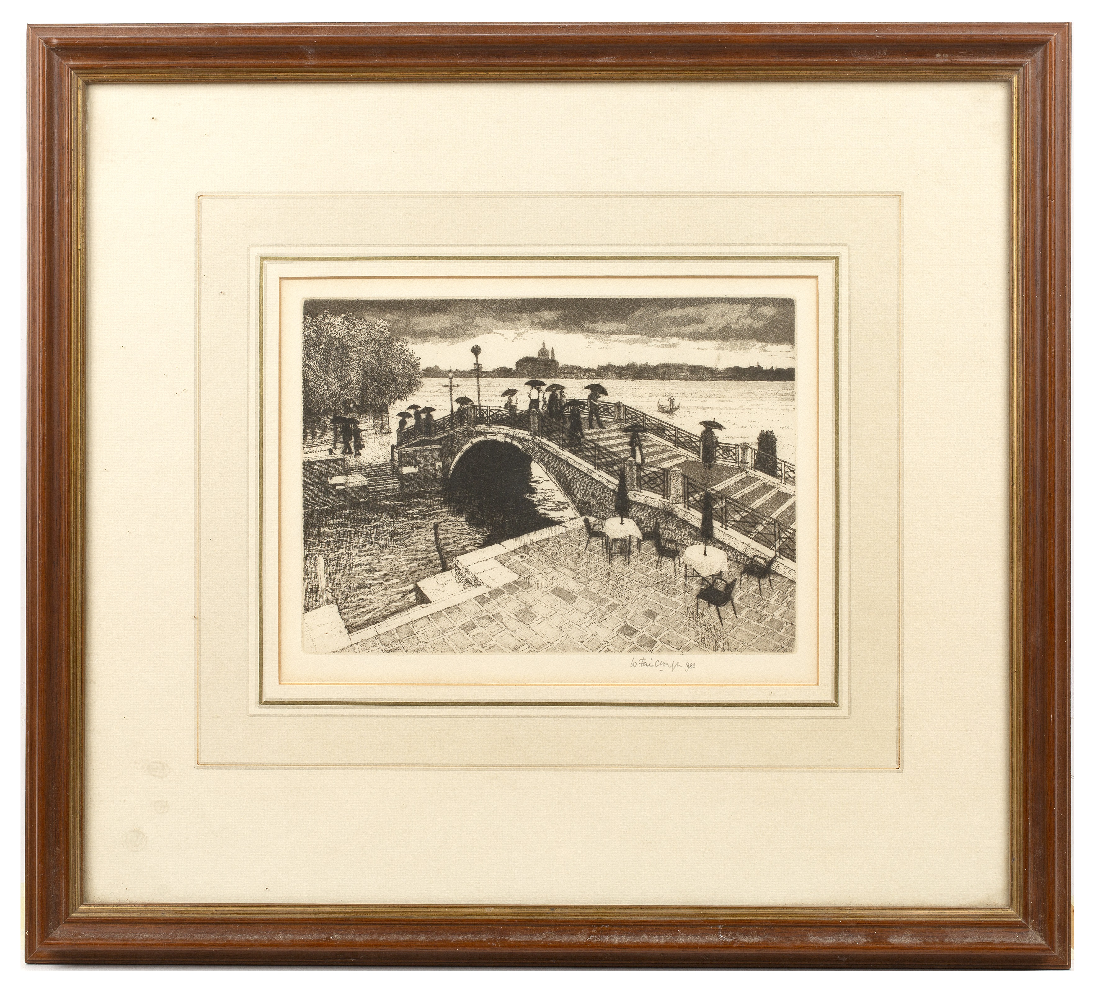 Fai Clough (20th Century School) 'Bridge view', etching, signed in pencil and dated 1983 to the - Image 2 of 3