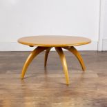 Heywood and Wakefield 'Champagne' revolving table circular table on splayed legs, marked 'C. 306