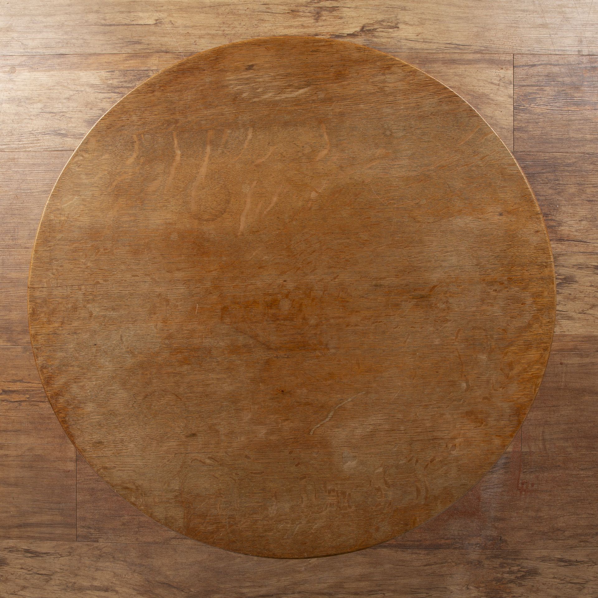 Heals oak, circular occasional table, with double cross-over stretchers, bears label to the - Image 5 of 6