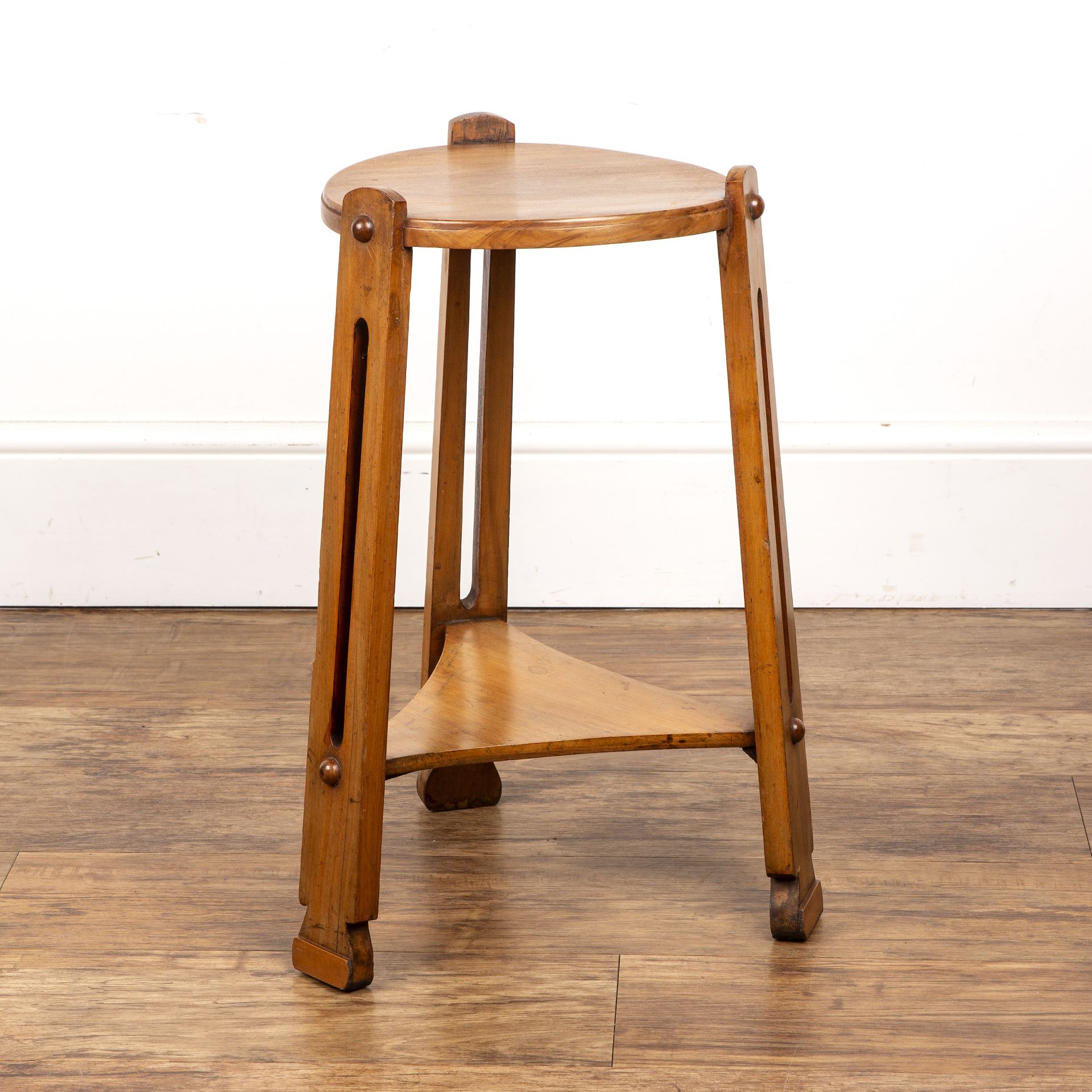 In the manner of Liberty & Co Arts and Crafts, small table or stand, on tapering legs, unmarked, - Image 2 of 10