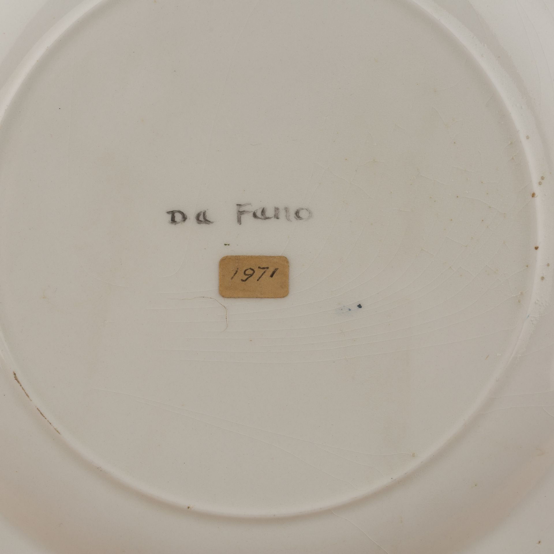 Judith da Fano (1919–2000) After L.S Lowry (1887-1976) 'At the fair', ceramic cabinet plate, label - Image 2 of 2