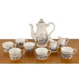 Judith da Fano (1919–2000) Victorian style tea set, with handpainted decoration of various