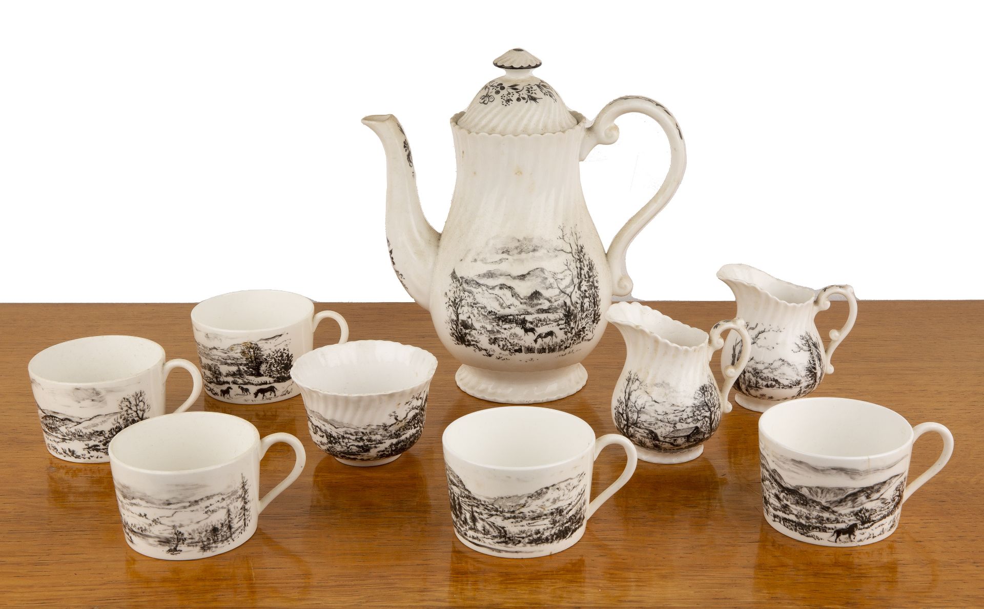 Judith da Fano (1919–2000) Victorian style tea set, with handpainted decoration of various