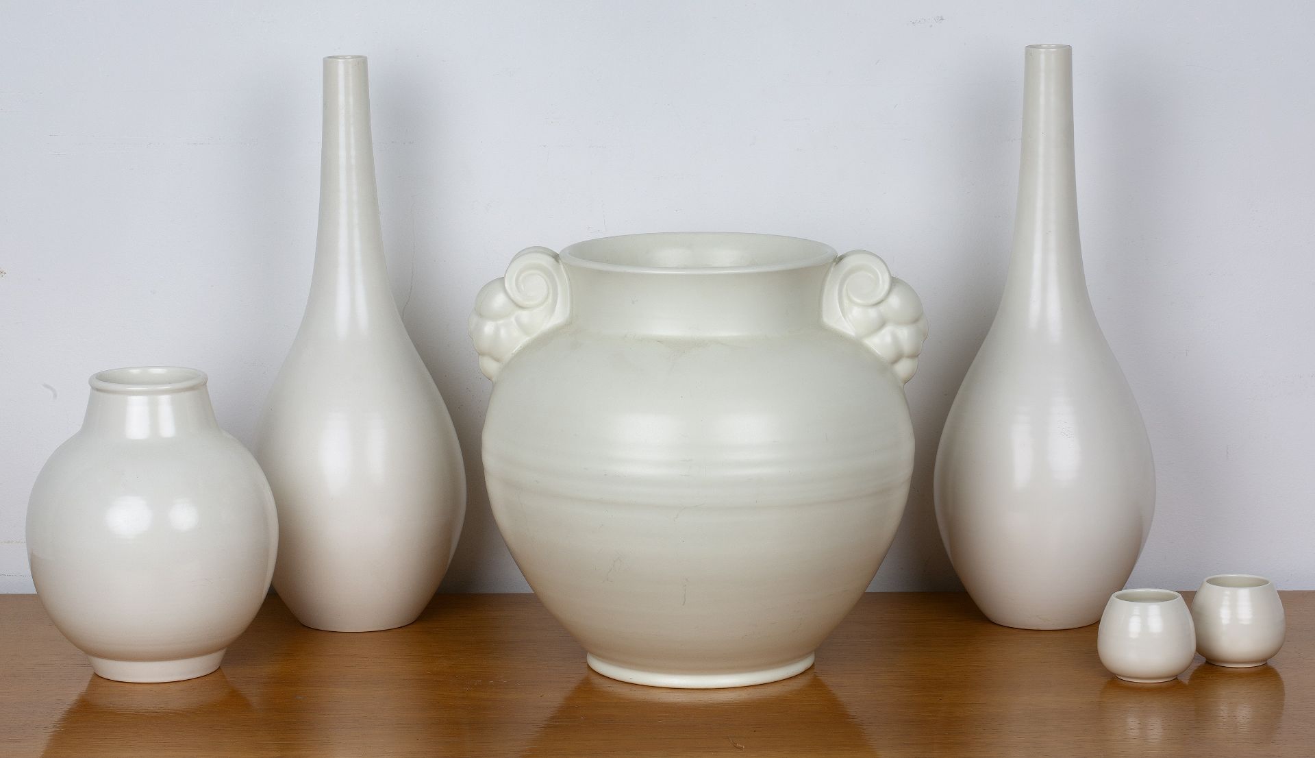 Collection of Poole Pottery 'Magnolia white' range, comprising a large globular vase with twin - Image 2 of 7