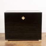 Pierre Vandel of Paris black lacquer, chest of drawers, fitted with three long drawers, with inset