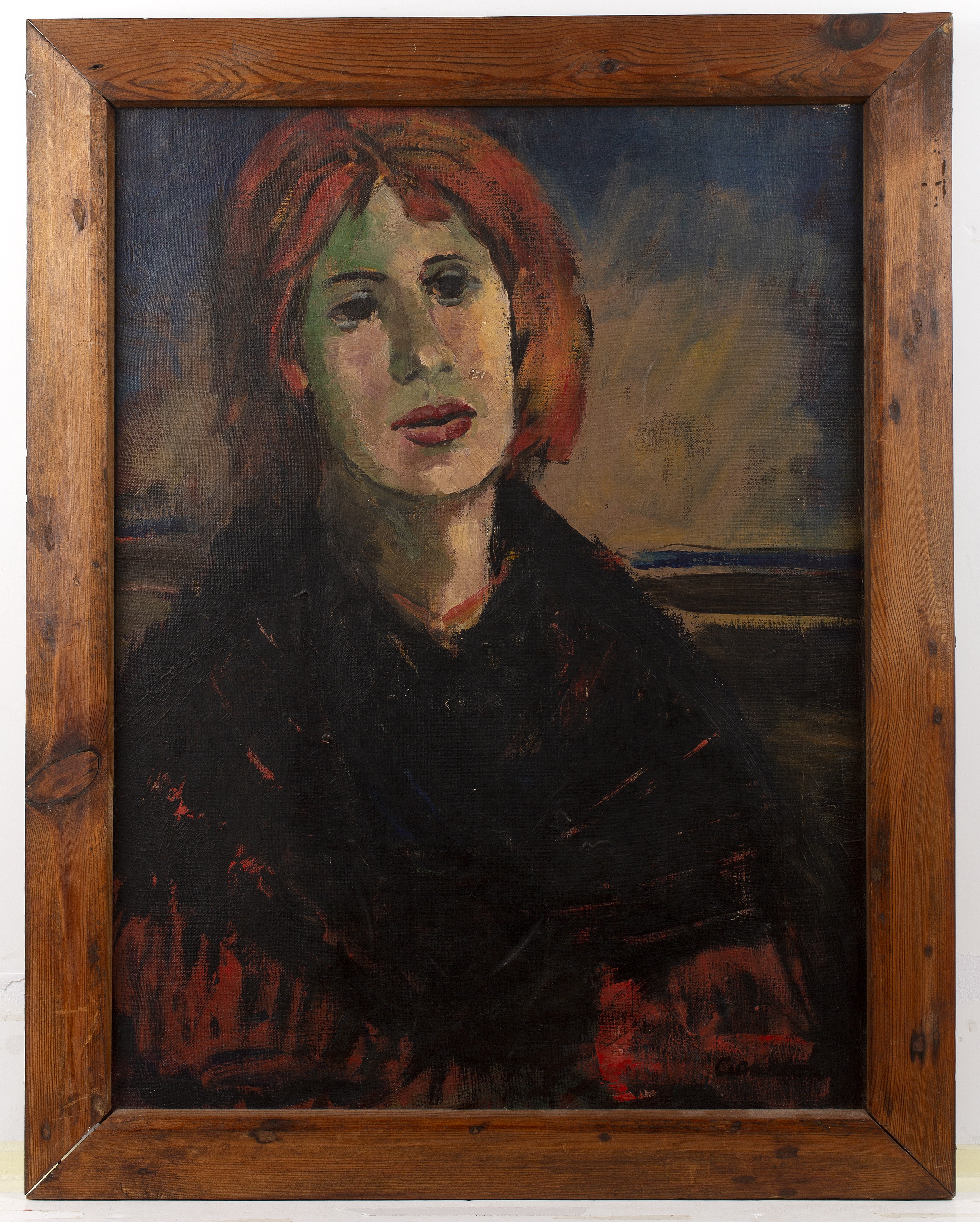 Reginald William 'Reg' Gammon (1894-1997) 'Girl with red hair', oil on canvas, signed and dated 1965 - Image 2 of 3