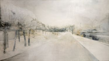 Contemporary 'Untitled: Road in the snow', oil on canvas, unsigned, 134.5cm x 239cm At present,