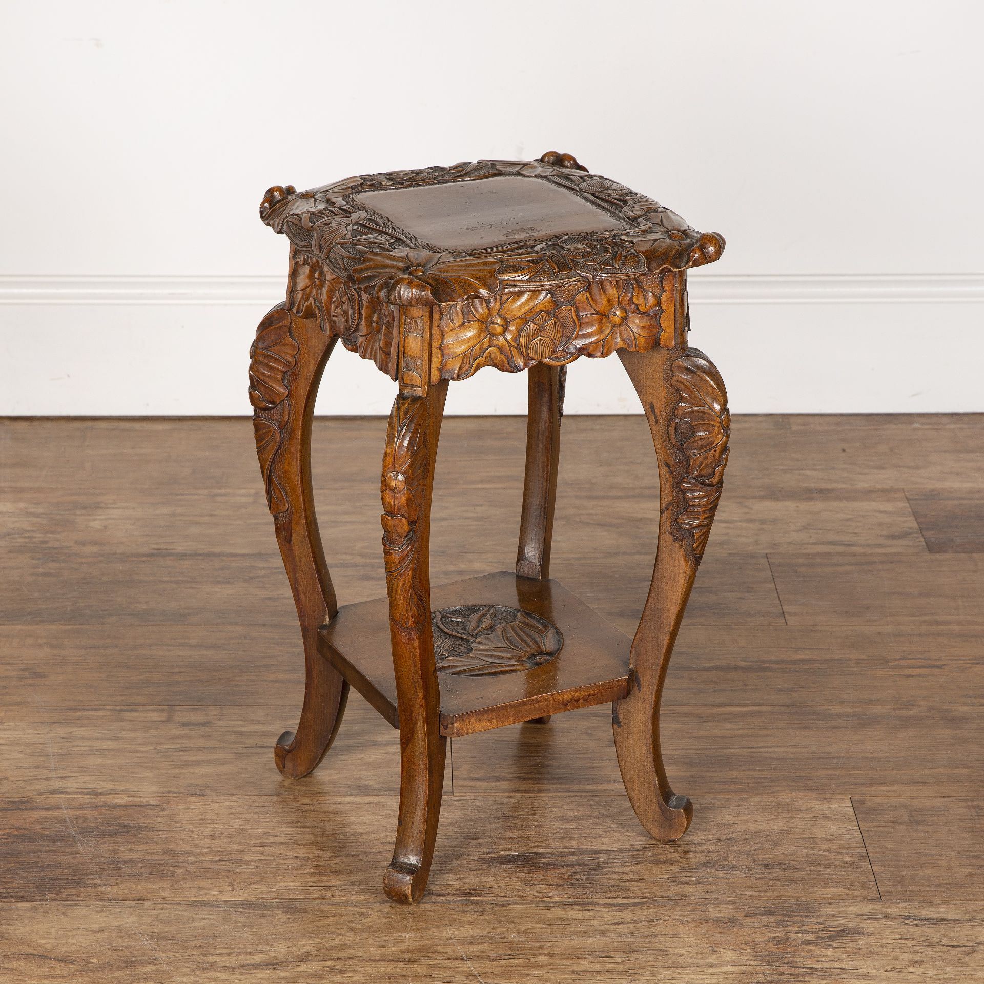 Liberty & Co 'Japanese' table, stained wood, numbered '560' to the underside, 56cm high overall x