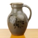 Winchcombe Pottery large jug, decorated with flowers, impressed seal mark to the footrim, 31cm