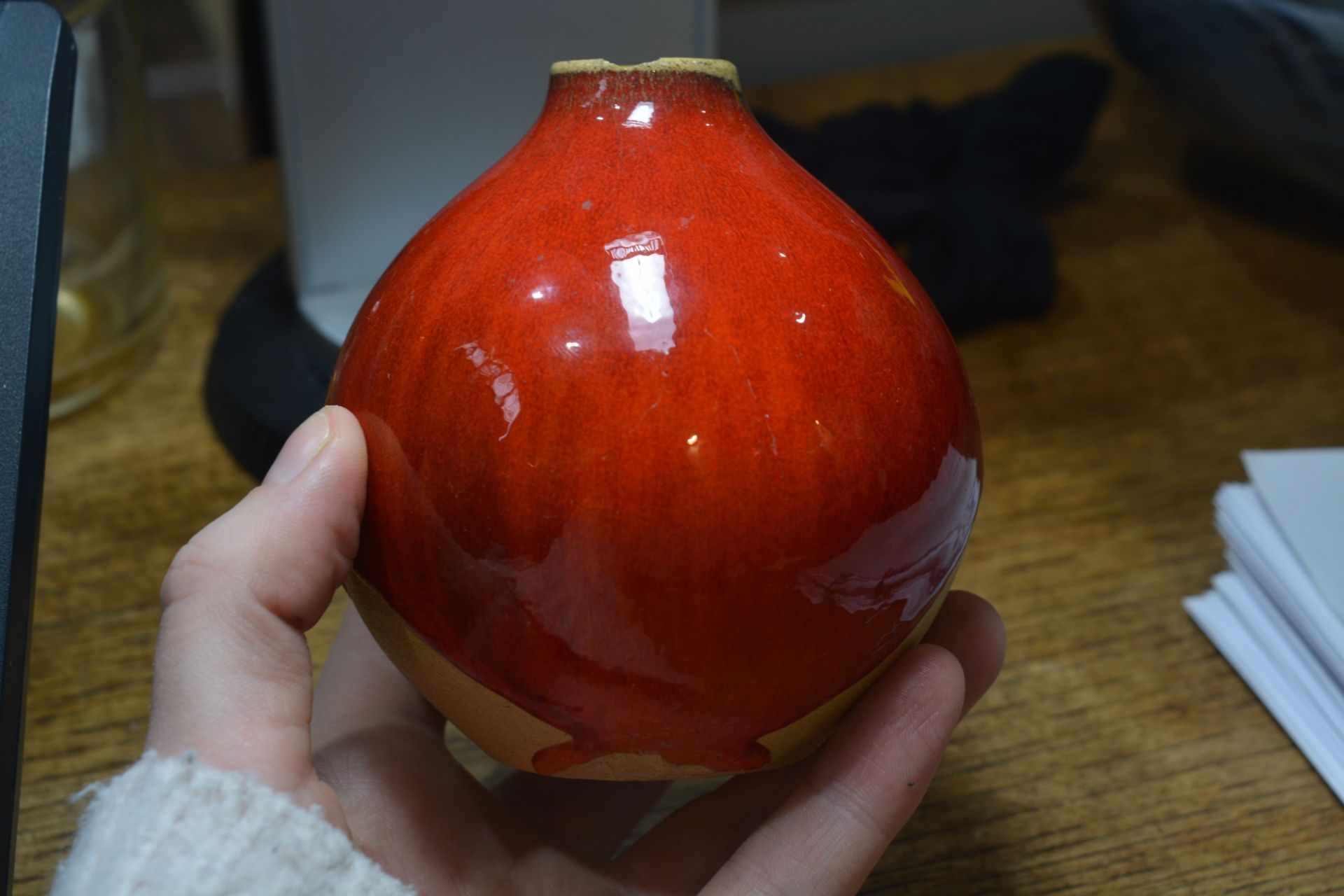 Guy Sydenham (1916-2005) for Poole Pottery small bud vase with bright red glaze, impressed marks - Image 8 of 13