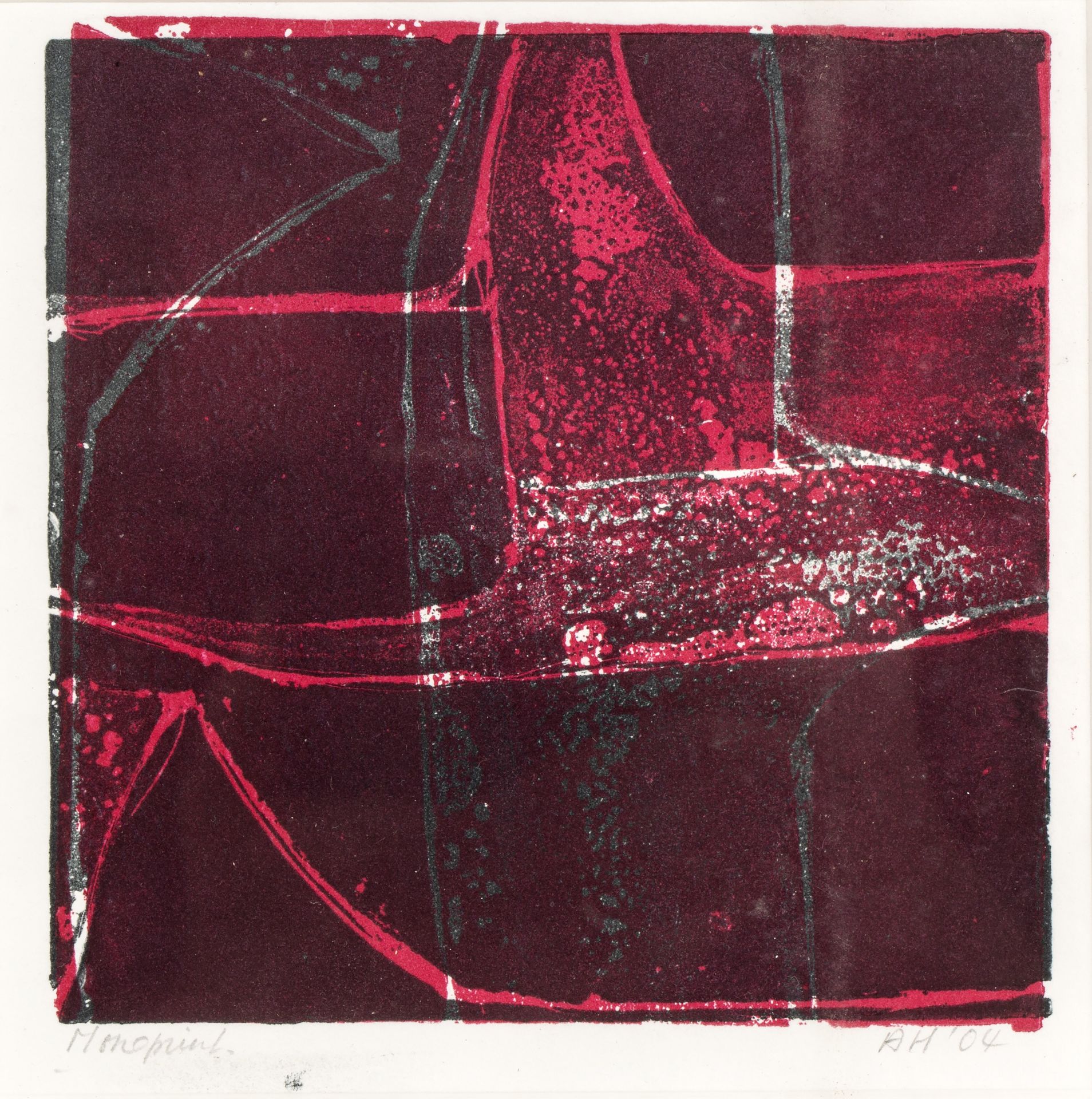 Annette H**** (Contemporary) 'Red abstract', monoprint, signed and dated 2004 in pencil lower right,