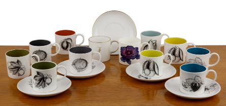 Susie Cooper (1902-1995) collection of various teacups and saucers to include 'Black Fruit' etc At