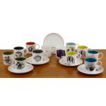 Susie Cooper (1902-1995) collection of various teacups and saucers to include 'Black Fruit' etc At