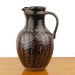 David Lloyd-Jones (1928-1994) large iron and tenmoku glazed jug, impressed mark to the footrim, 32cm