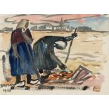 Reginald William 'Reg' Gammon (1894-1997) 'Field workers in Brittany', watercolour, signed and dated