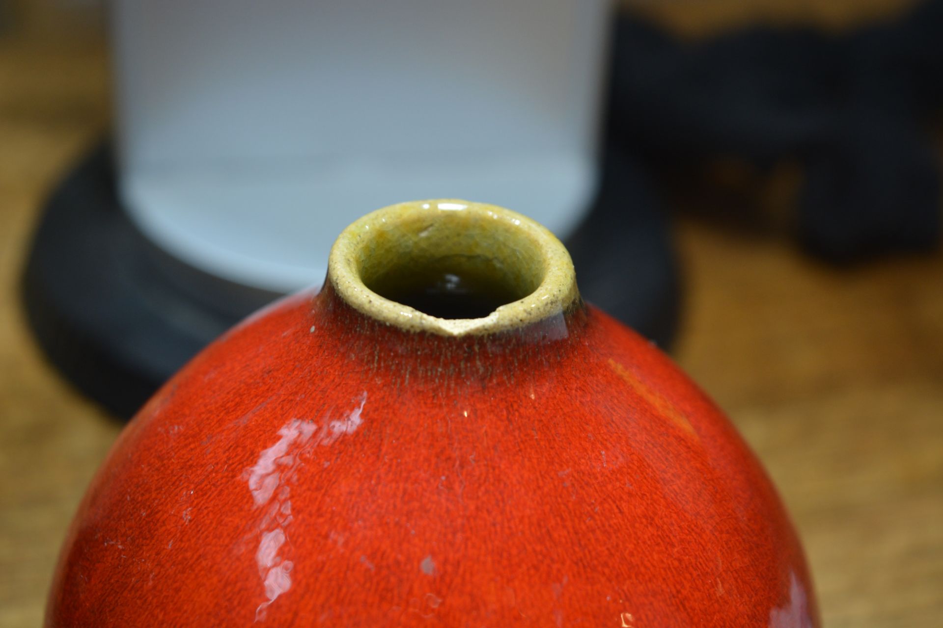 Guy Sydenham (1916-2005) for Poole Pottery small bud vase with bright red glaze, impressed marks - Image 10 of 13