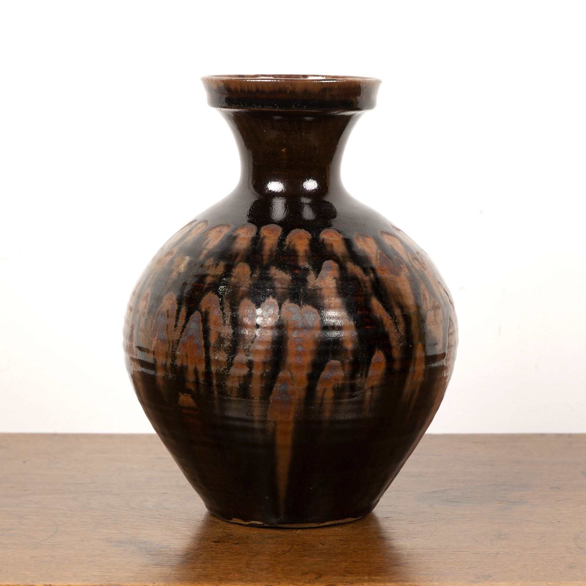 David Leach (1911-2005) studio ceramic bulbous vase, with iron glaze, impressed mark to the footrim, - Image 3 of 3