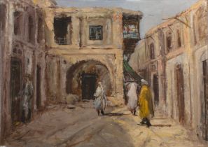 20th Century Continental School 'Arab street scene', oil on canvas, signed indistinctly lower