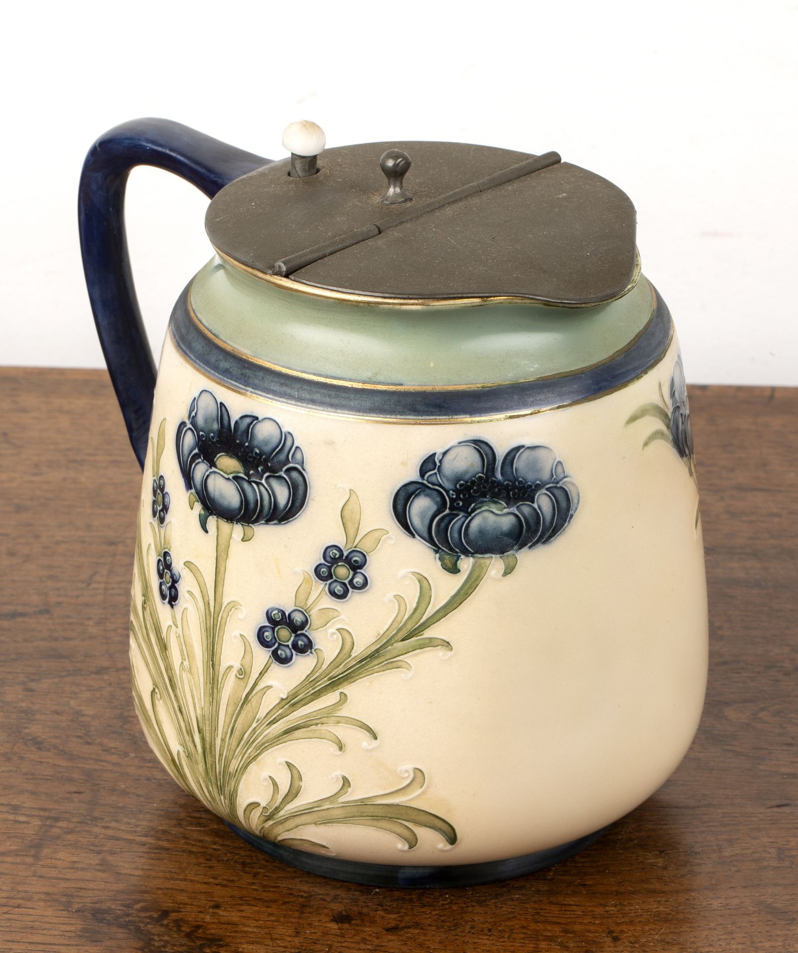 William Moorcroft (1872-1945) for James Macintyre & Co 'Poppy', Florian ware lidded jug, marked to - Image 3 of 5