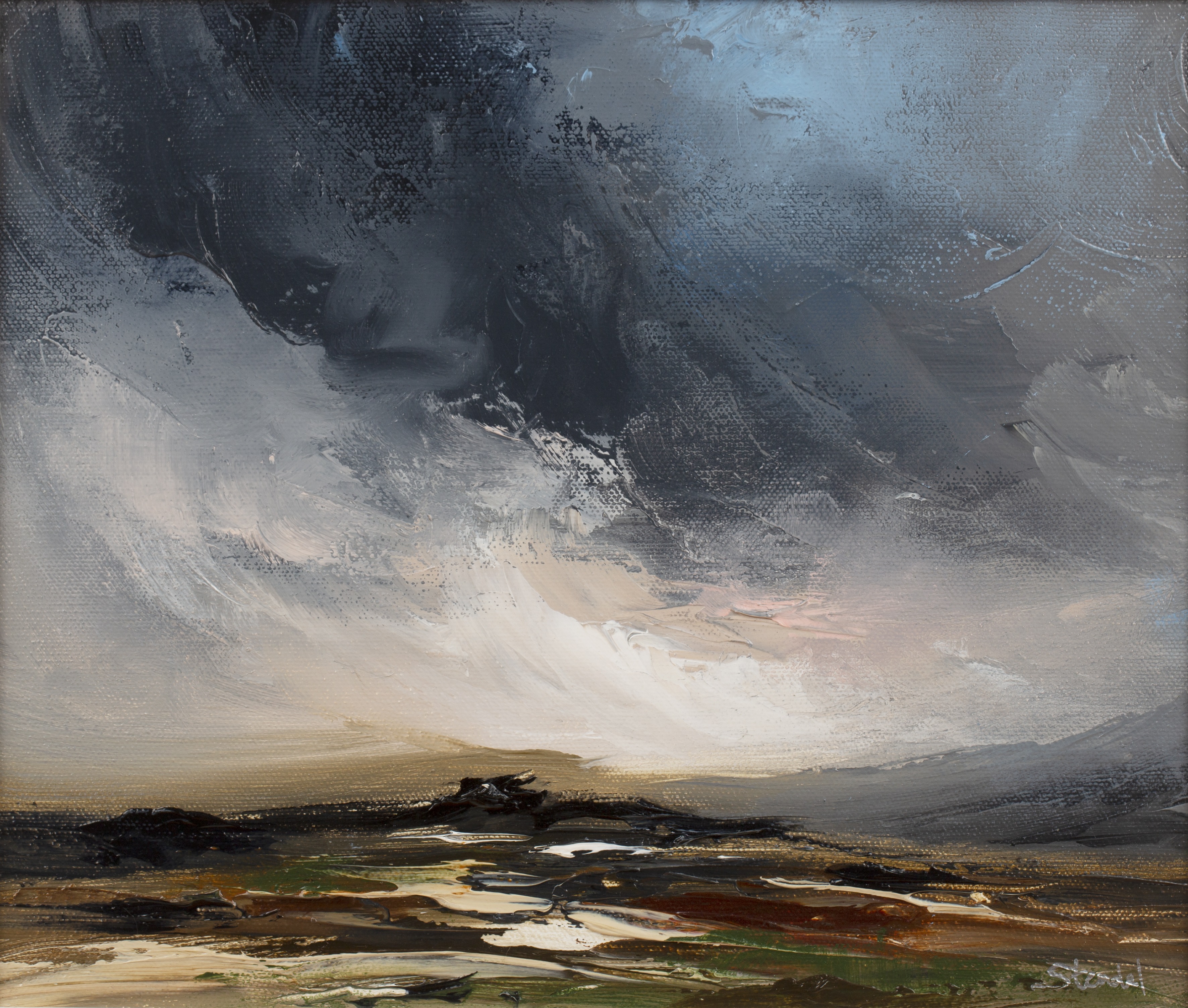 David Stendall (Contemporary) 'Northumberland landscape', oil on canvas, signed lower right, 25cm